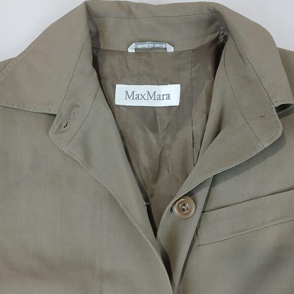 MaxMara Coat Womens Small Taupe Beige Wool Blend Long Jacket Made in Italy Lined - Picture 5 of 14